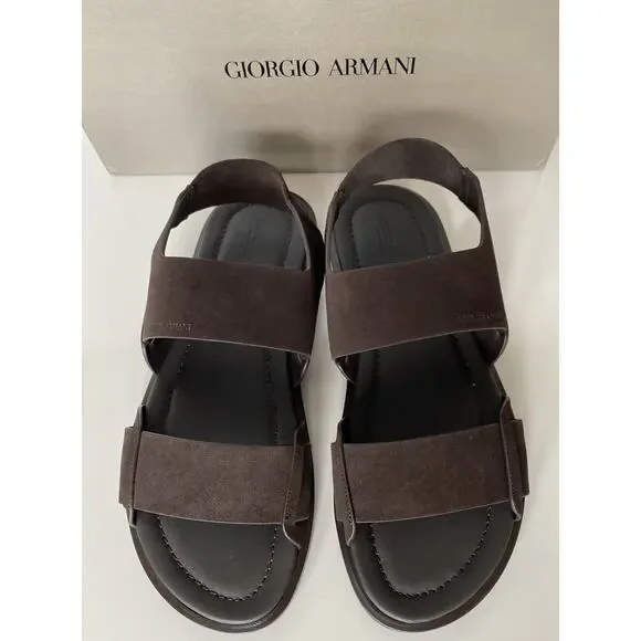 NIB $625 Giorgio Armani Brown Suede/Leather Ankle Strap  display picture 1